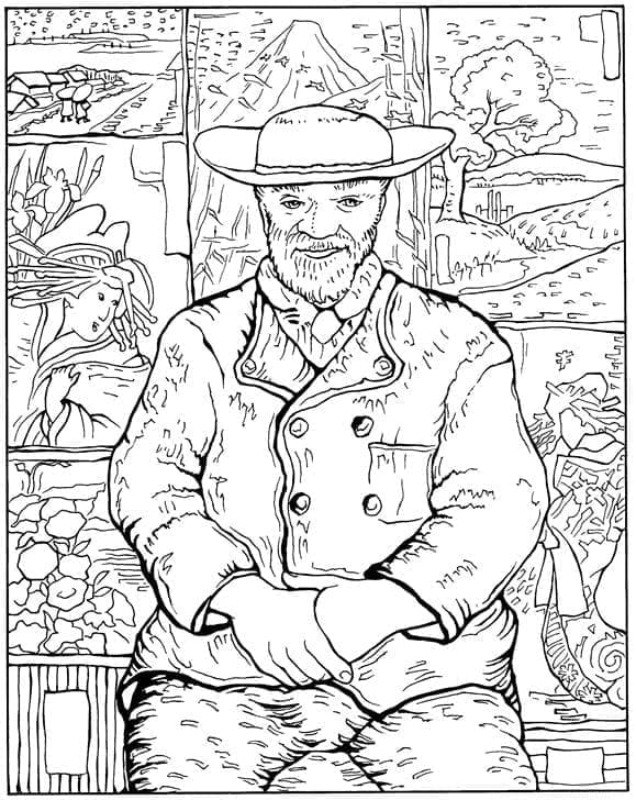 Portrait of Pere Tanguy by Vincent Van Gogh coloring page - Download ...