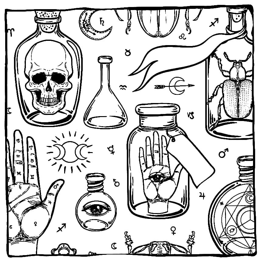 Potion Bottles coloring page