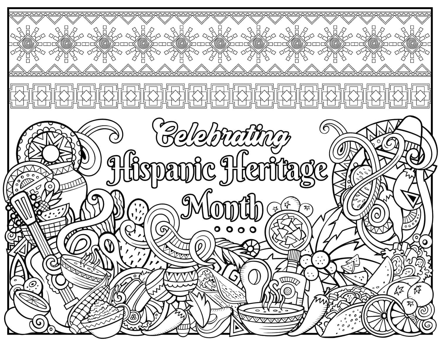 Printable Hispanic Heritage Month coloring page Download Print or