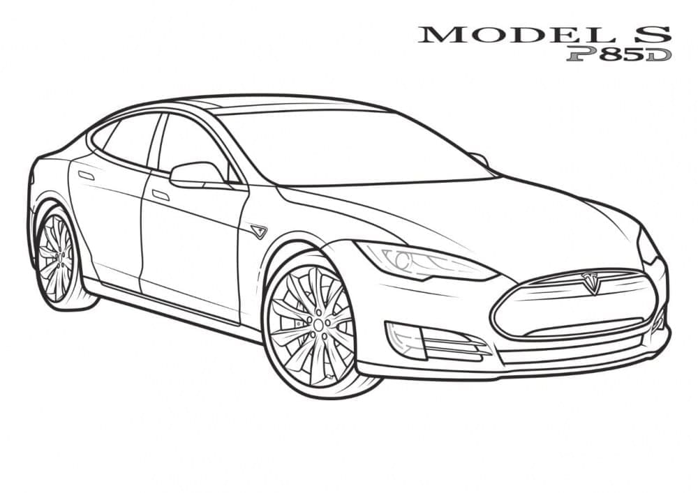 Printable Tesla Model S coloring page