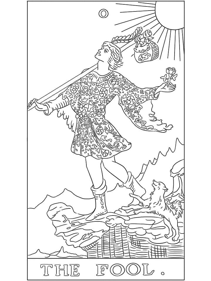 Printable The Fool Tarot coloring page