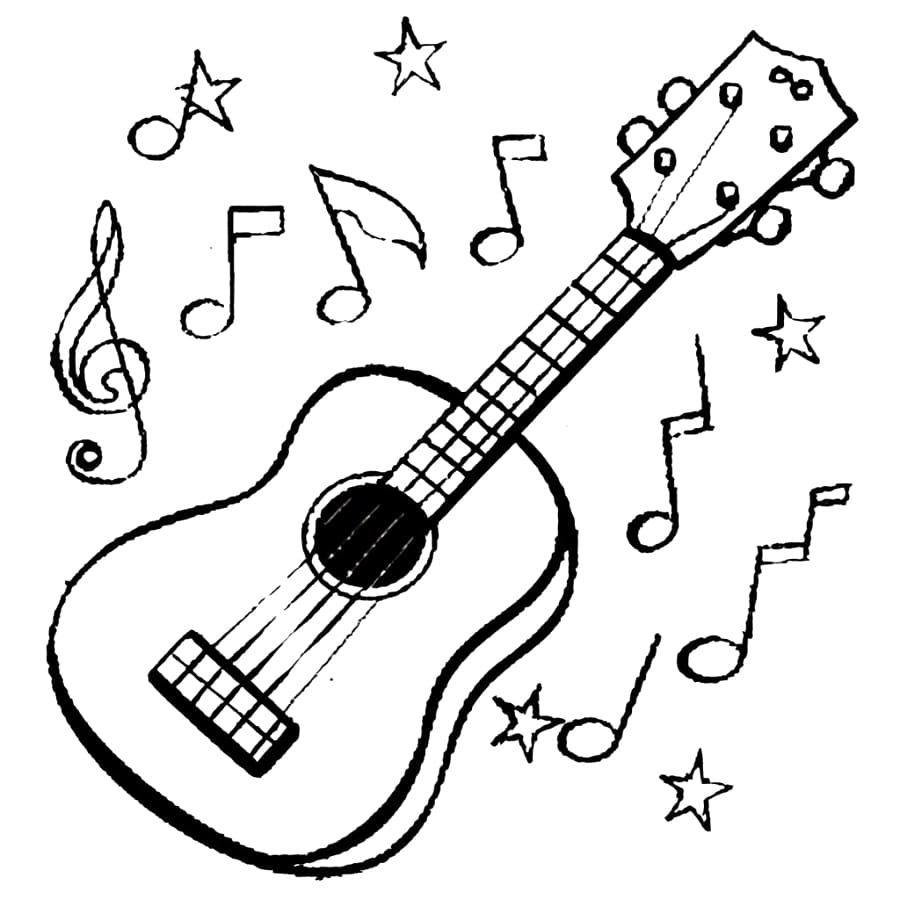 Printable Ukulele coloring page