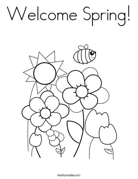 Printable Welcome Spring coloring page