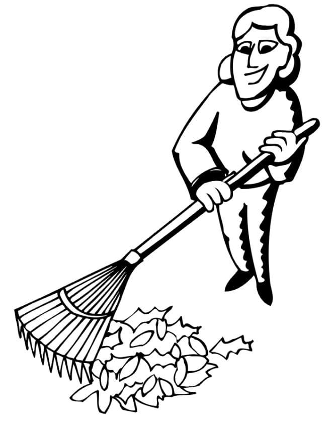 Raking Leaves Image coloring page - Download, Print or Color Online for ...