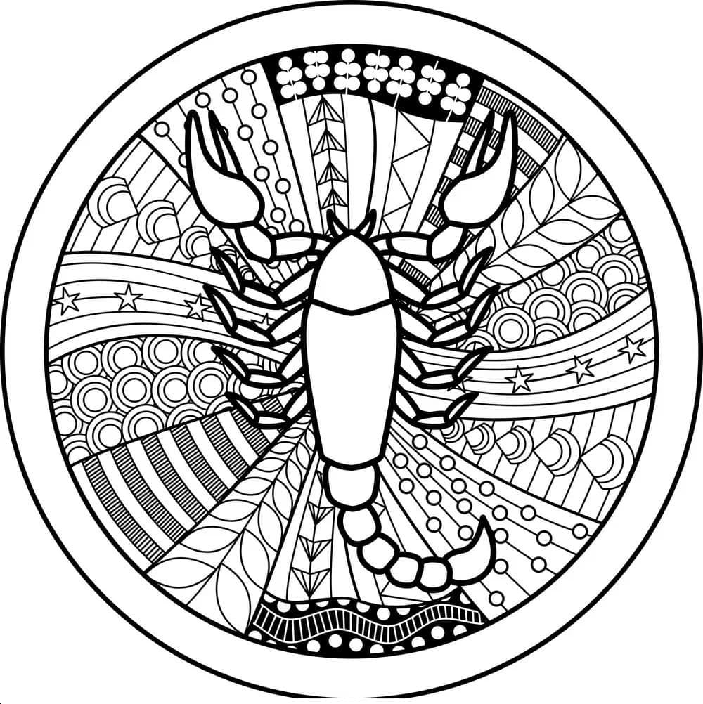 Scorpio Zodiac Sign Mandala coloring page