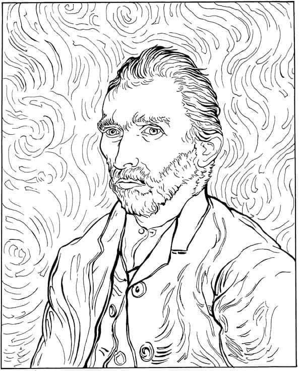 Self-Portrait by Vincent Van Gogh coloring page