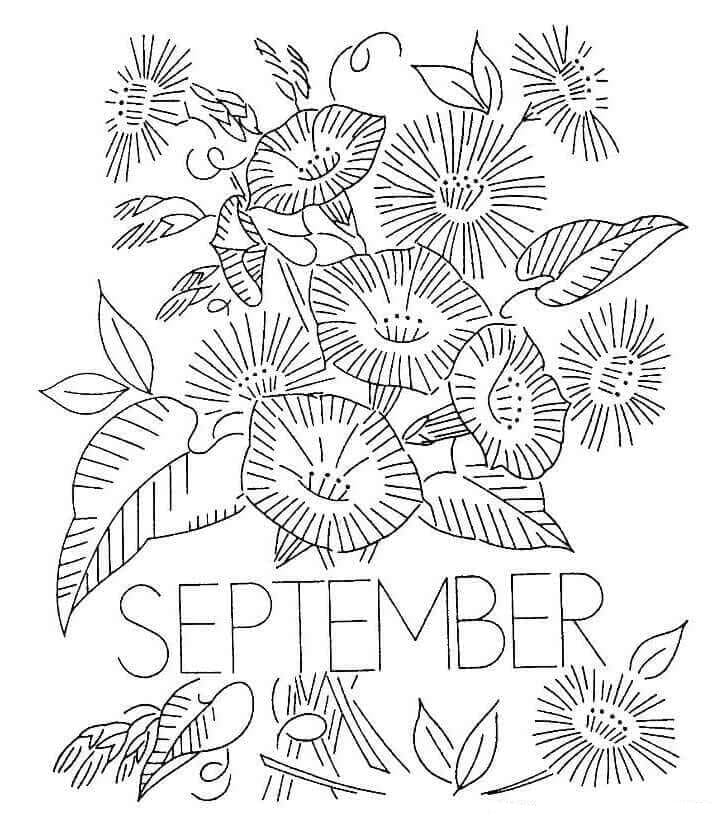 September Flowers coloring page