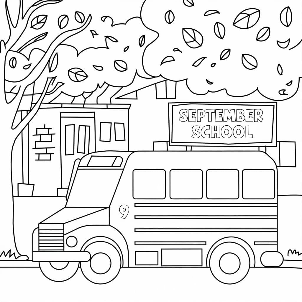 September School Bus coloring page