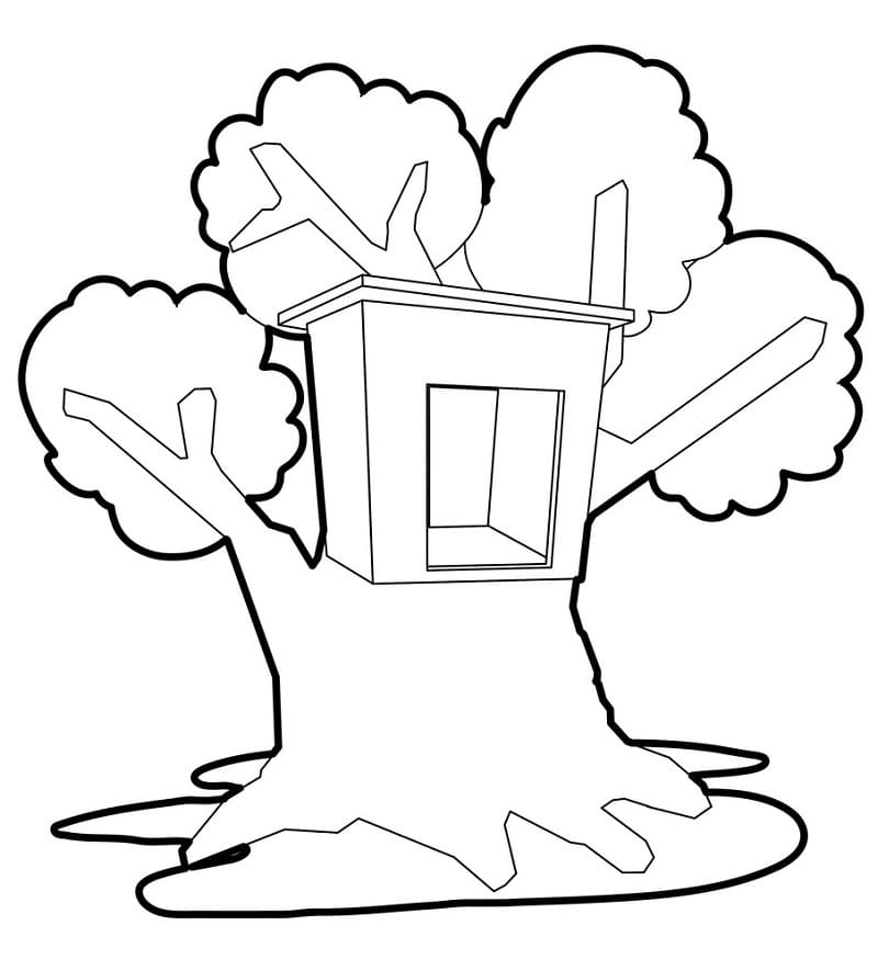 Simple Treehouse coloring page