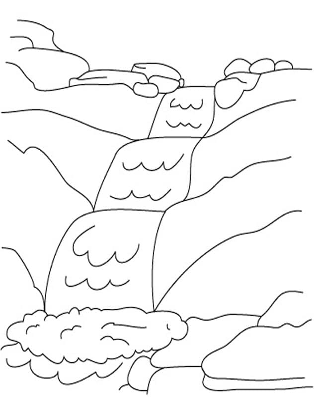 Simple Waterfall coloring page