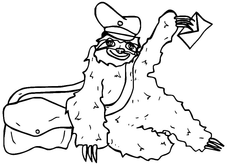 Sloth Postman coloring page