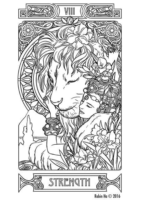 Tarot Strength coloring page