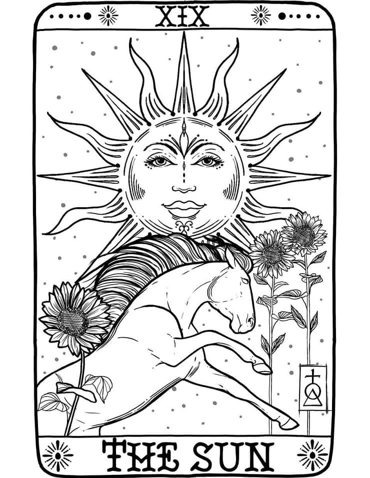 Tarot The Sun coloring page