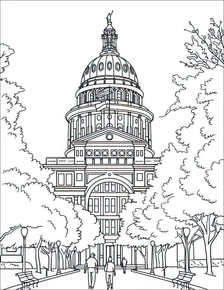 Texas State Capital coloring page