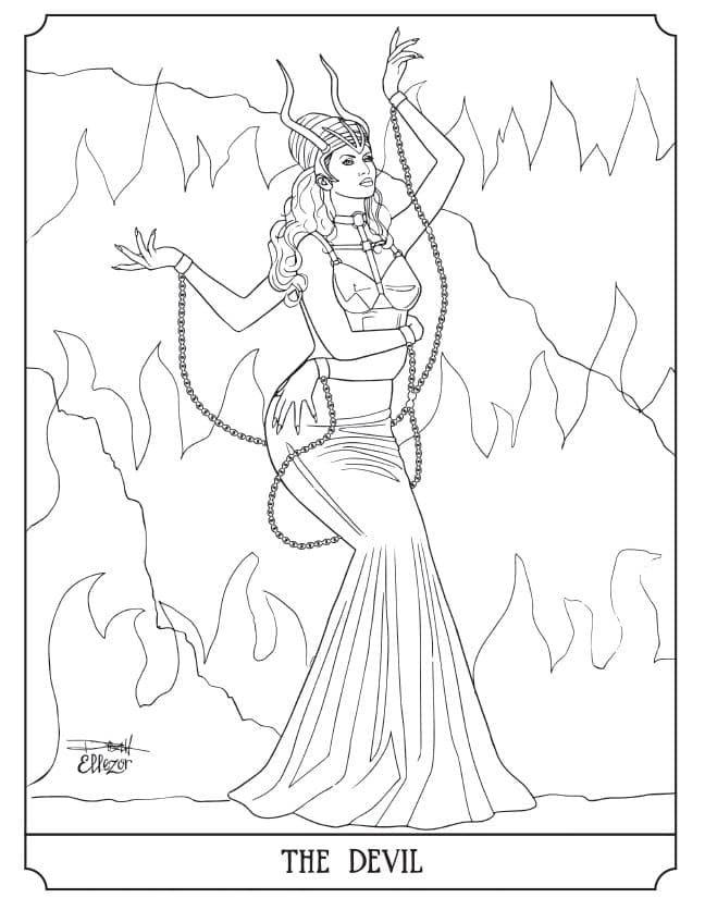 The Devil Tarot coloring page