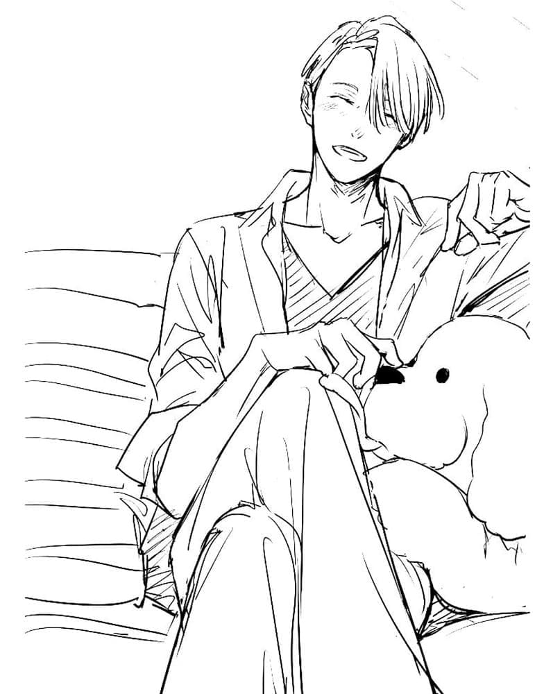 Victor Nikiforov from Anime Yuri on Ice coloring page