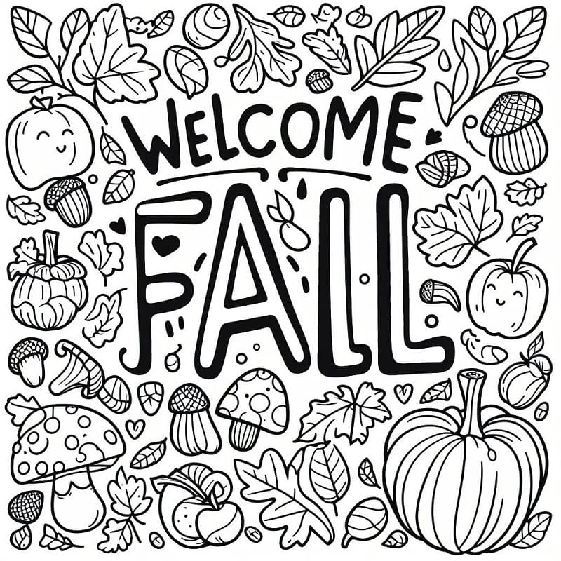 Welcome Fall for Kids coloring page