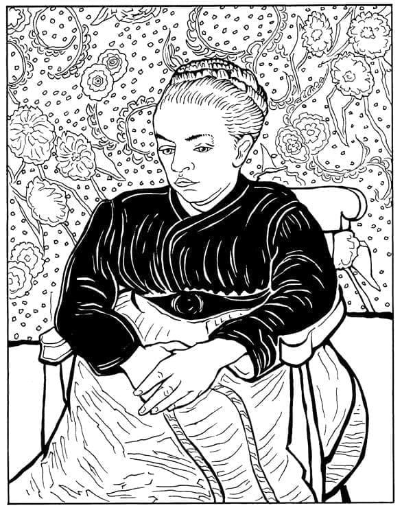 Woman Rocking a Cradle by Vincent Van Gogh coloring page