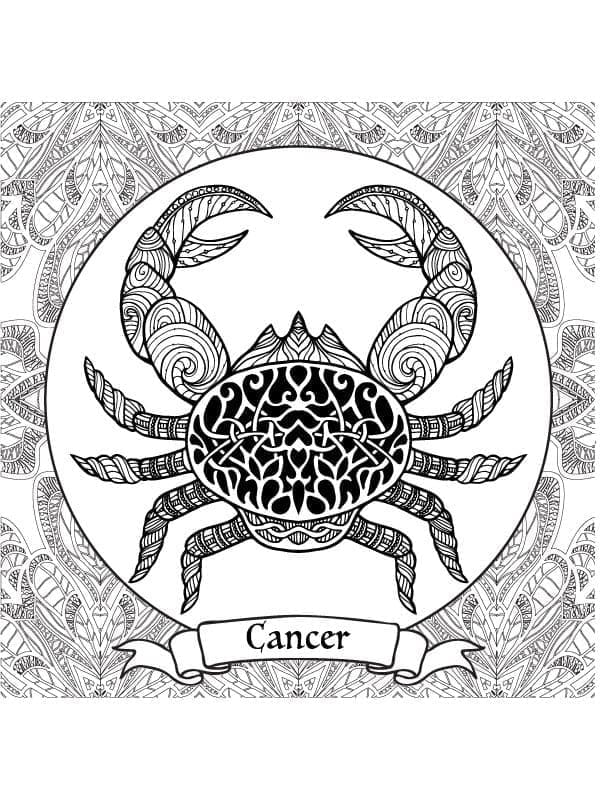 Wonderful Cancer Zodiac Sign coloring page