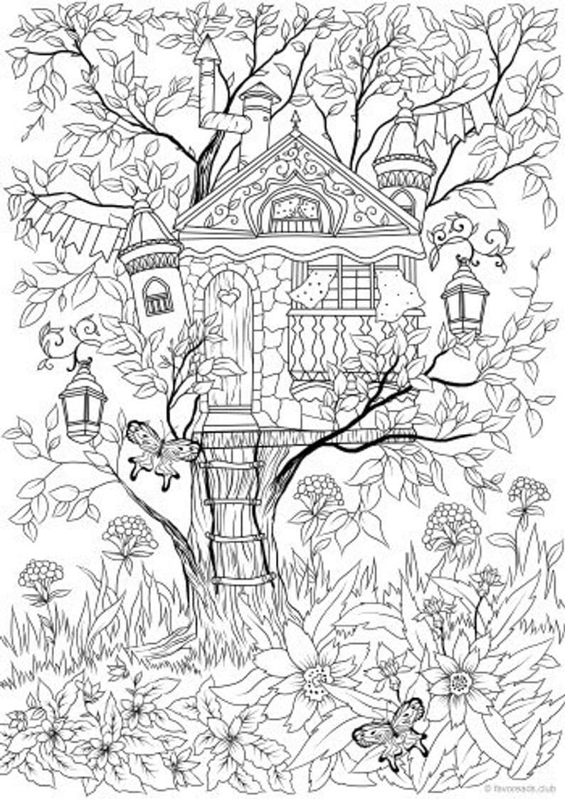 Wonderful Tree House coloring page