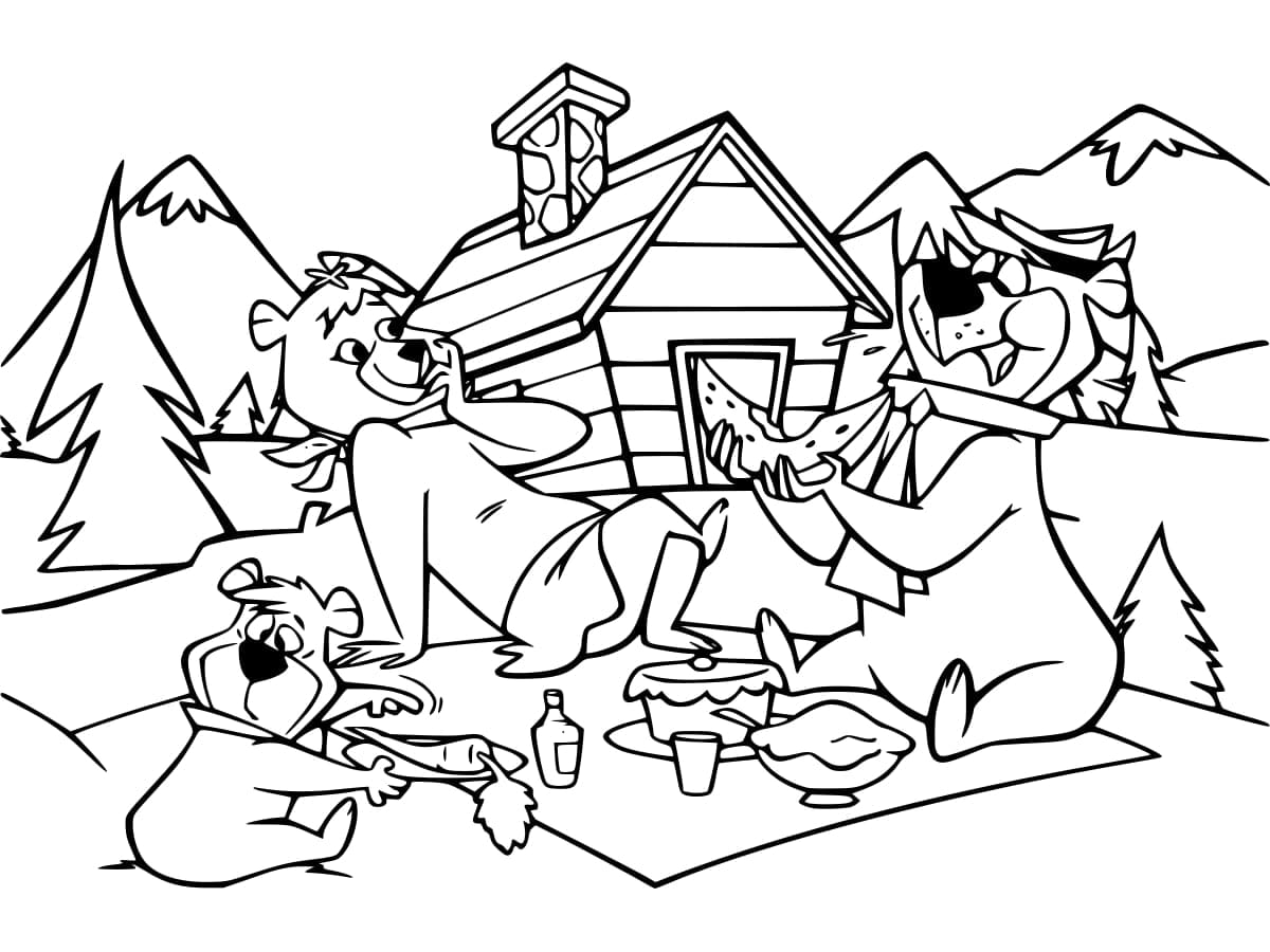 Yogi Bear on Picnic coloring page - Download, Print or Color Online for ...