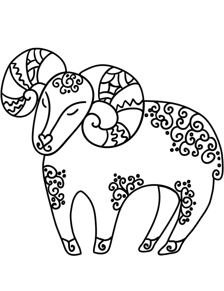Zodiac Sign Aries coloring page - Download, Print or Color Online for Free