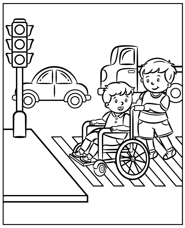 A Boy in a Wheelchair coloring page