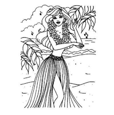 Barbie in Hawaiian coloring page - Download, Print or Color Online for Free