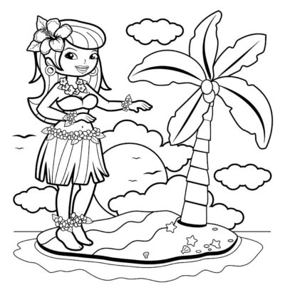 Beauty in Hawaiian coloring page