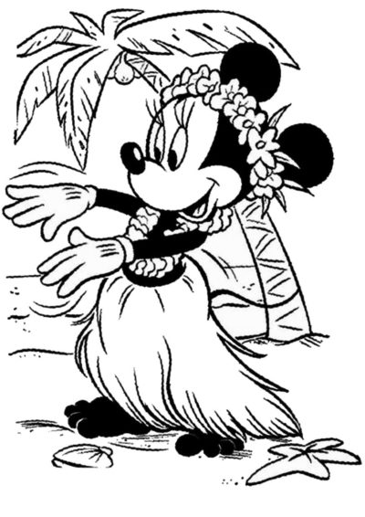 Mickey Mouse in Hawaiian coloring page