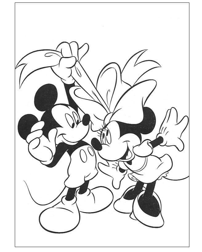 Mickey Trage De Arcul Lui Minnie coloring page