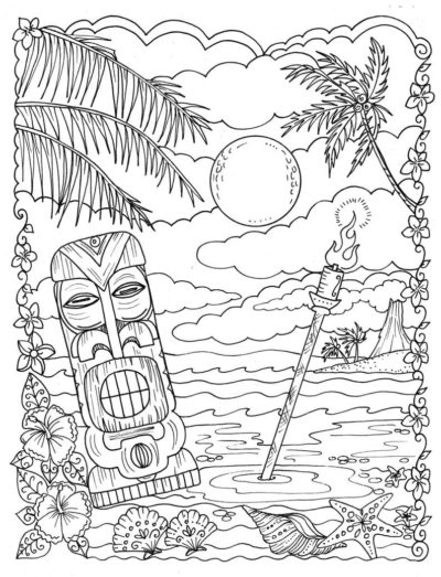 Mysterious Hawaiian Island coloring page