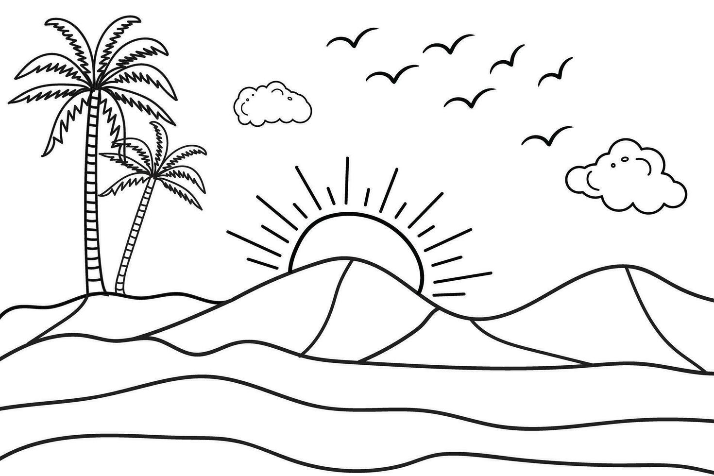Nice Sunrise Coloring Page Download Print Or Color Online For Free