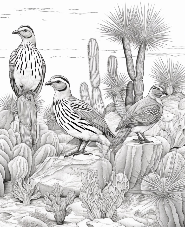 Quail in Veterans Oasis Park coloring page