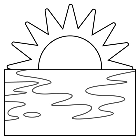 Sunrise Emoji coloring page