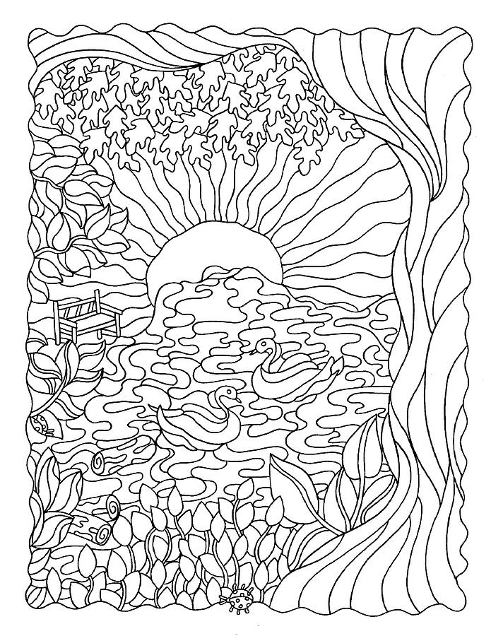 Sunrise Free To Use coloring page