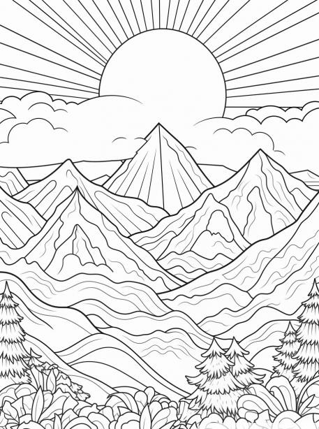 Sunrise Free Vector coloring page