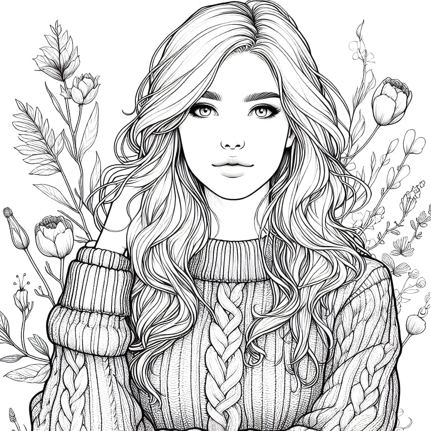 A Lovely Realistic Girl coloring page - Download, Print or Color Online ...
