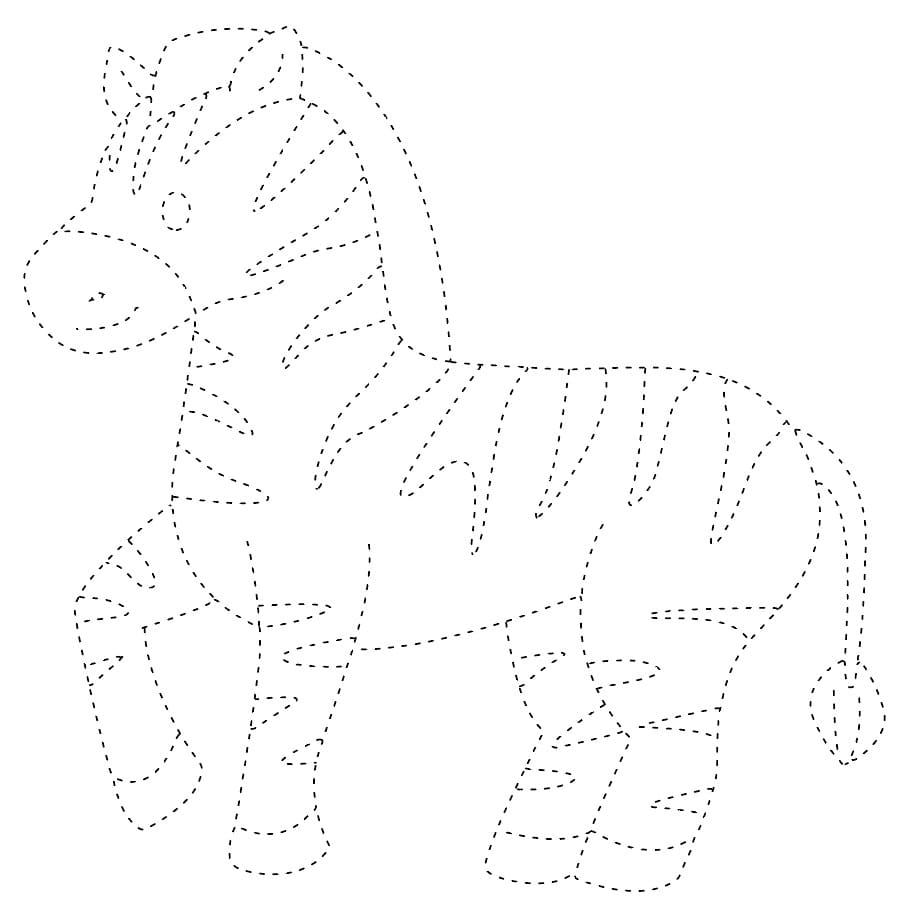 Adorable Zebra Tracing Worksheet coloring page