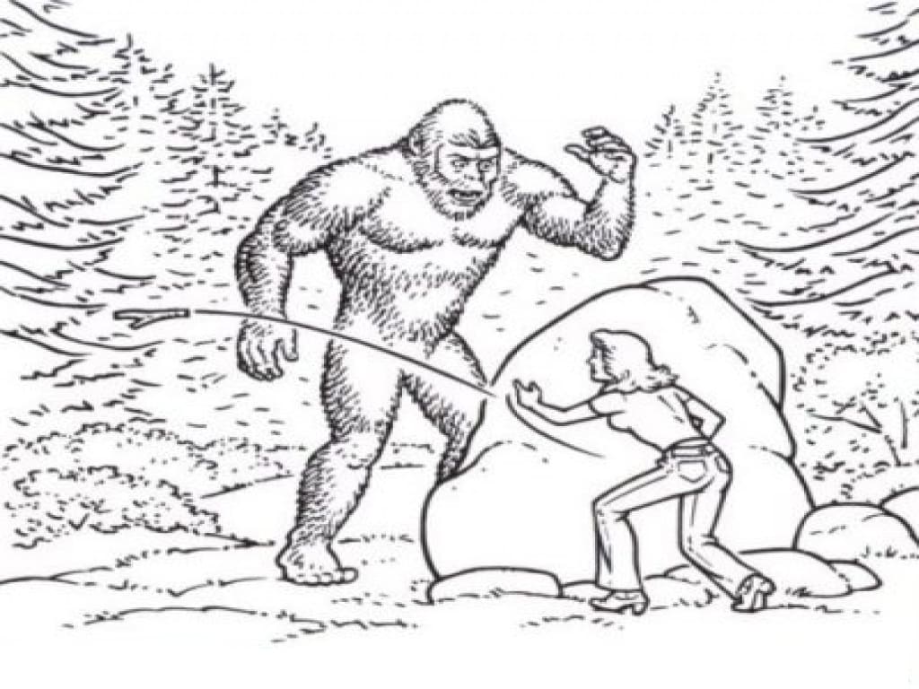 Bigfoot Attacking coloring page