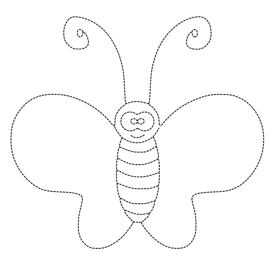 Cartoon Butterfly Tracing Worksheet coloring page