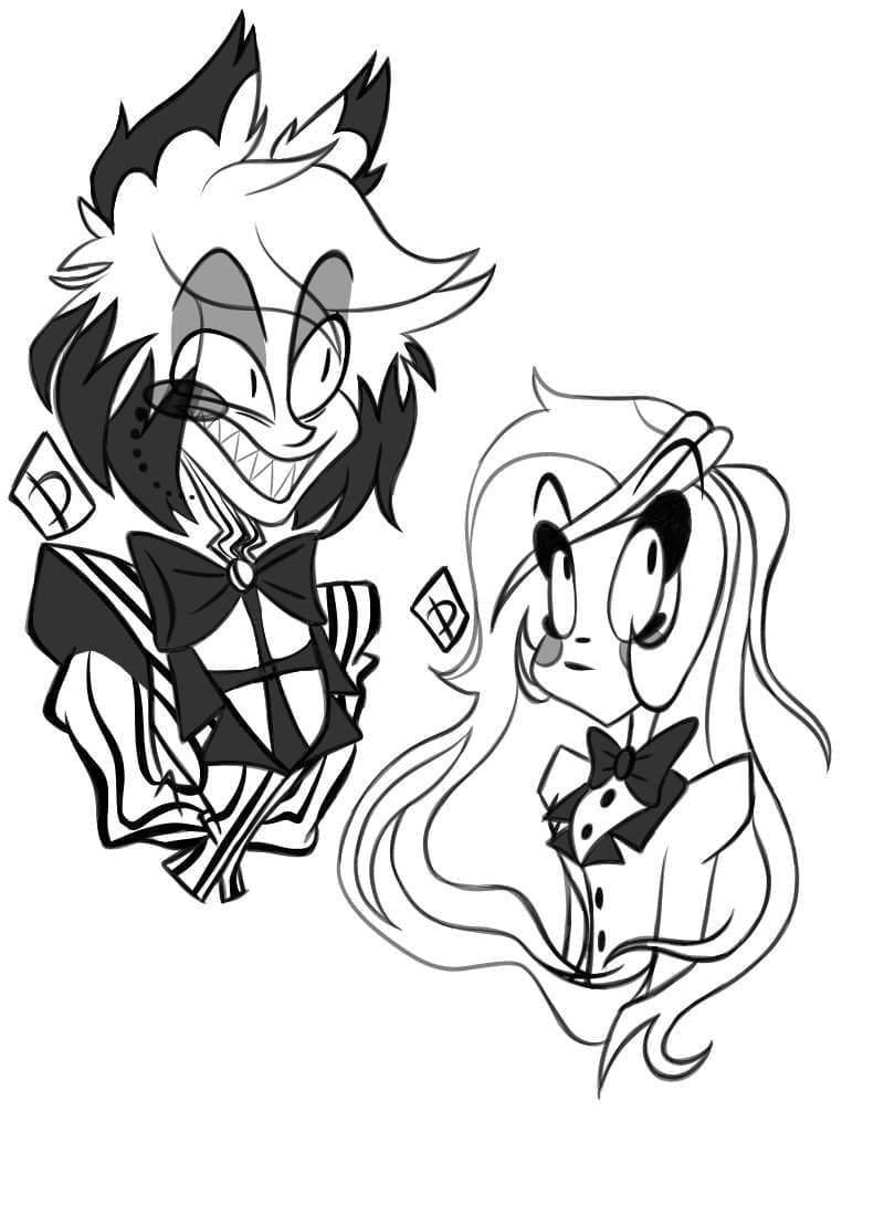 Charlie Magne and Alastor from Hazbin Hotel coloring page - Download ...