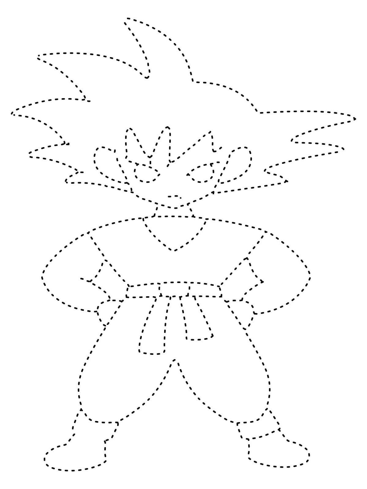 Chibi Son Goku Tracing Worksheet coloring page