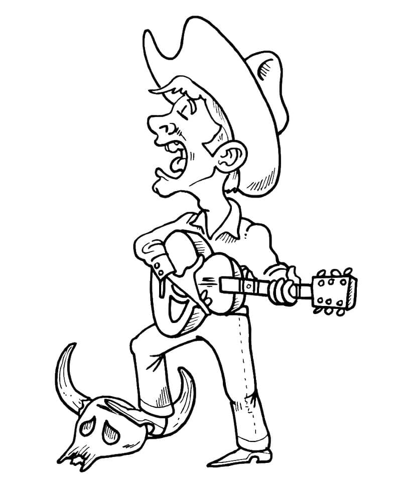 Cowboy Rock Star coloring page