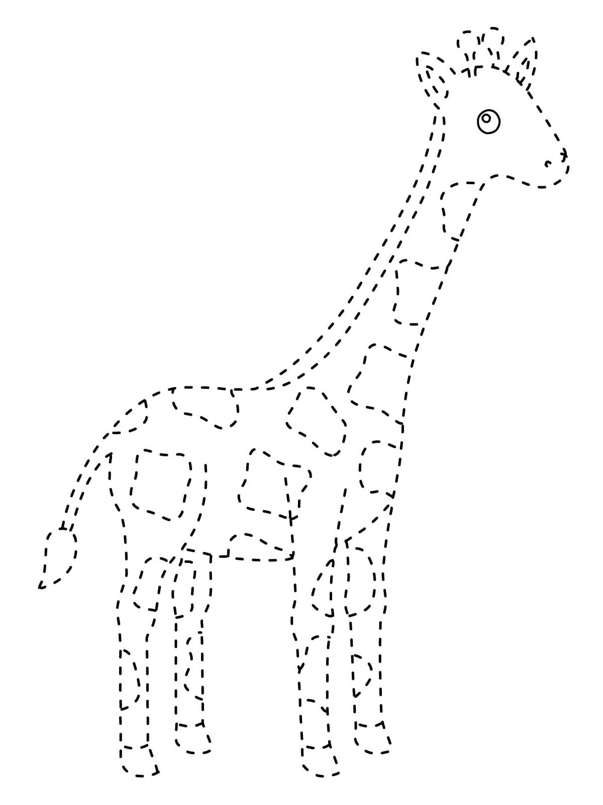 Curious Giraffe Tracing Worksheet coloring page