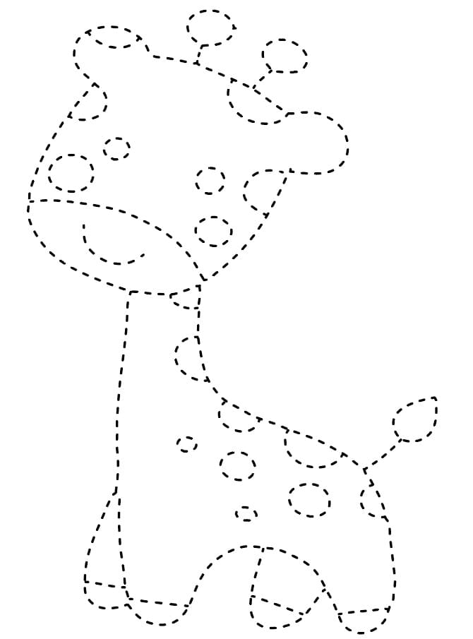 Cute Giraffe Tracing Worksheet coloring page