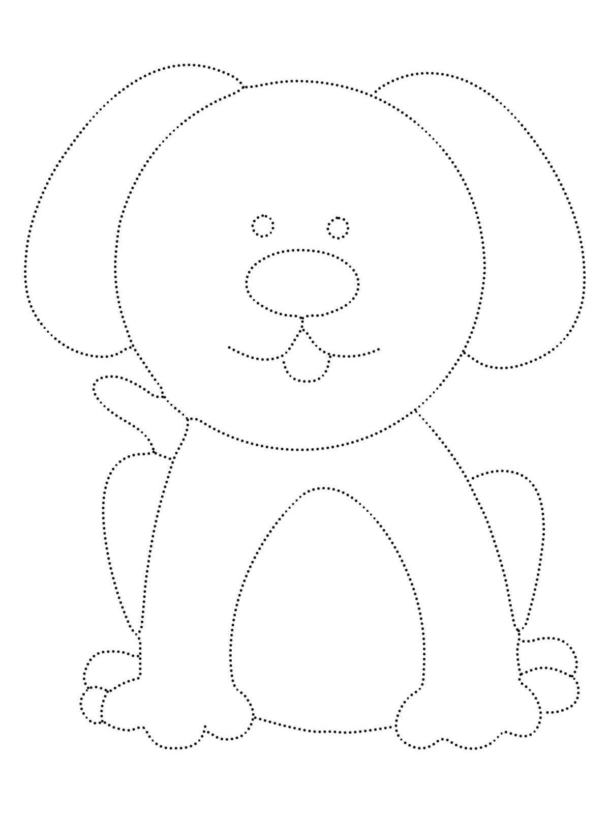 Cute Little Dog Tracing Worksheet coloring page