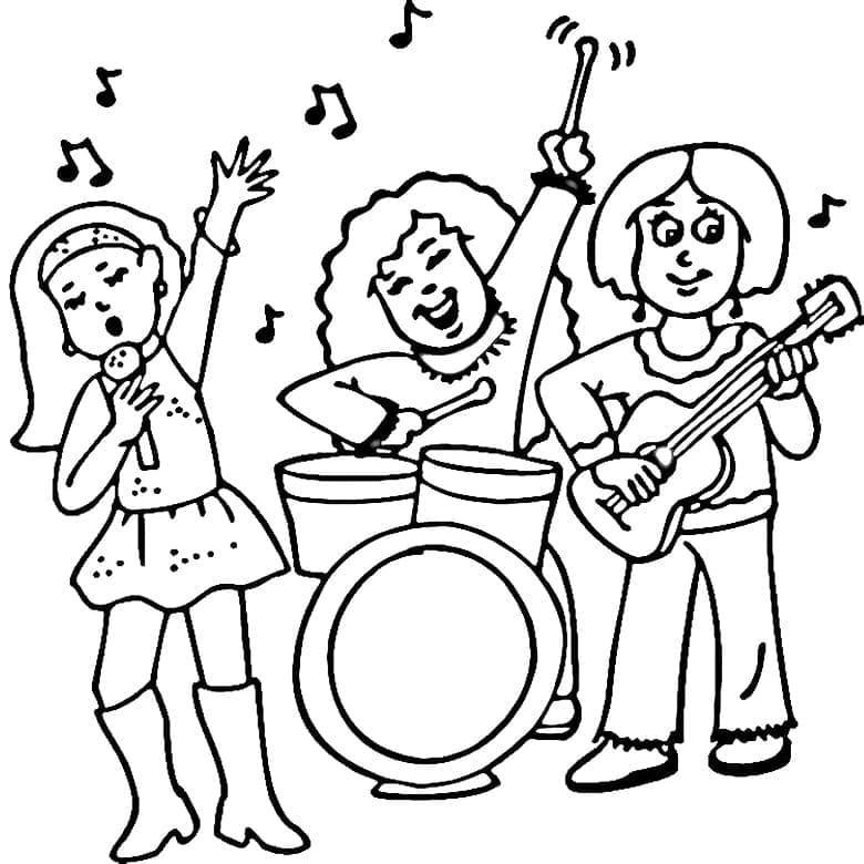 Cute Rock Band coloring page