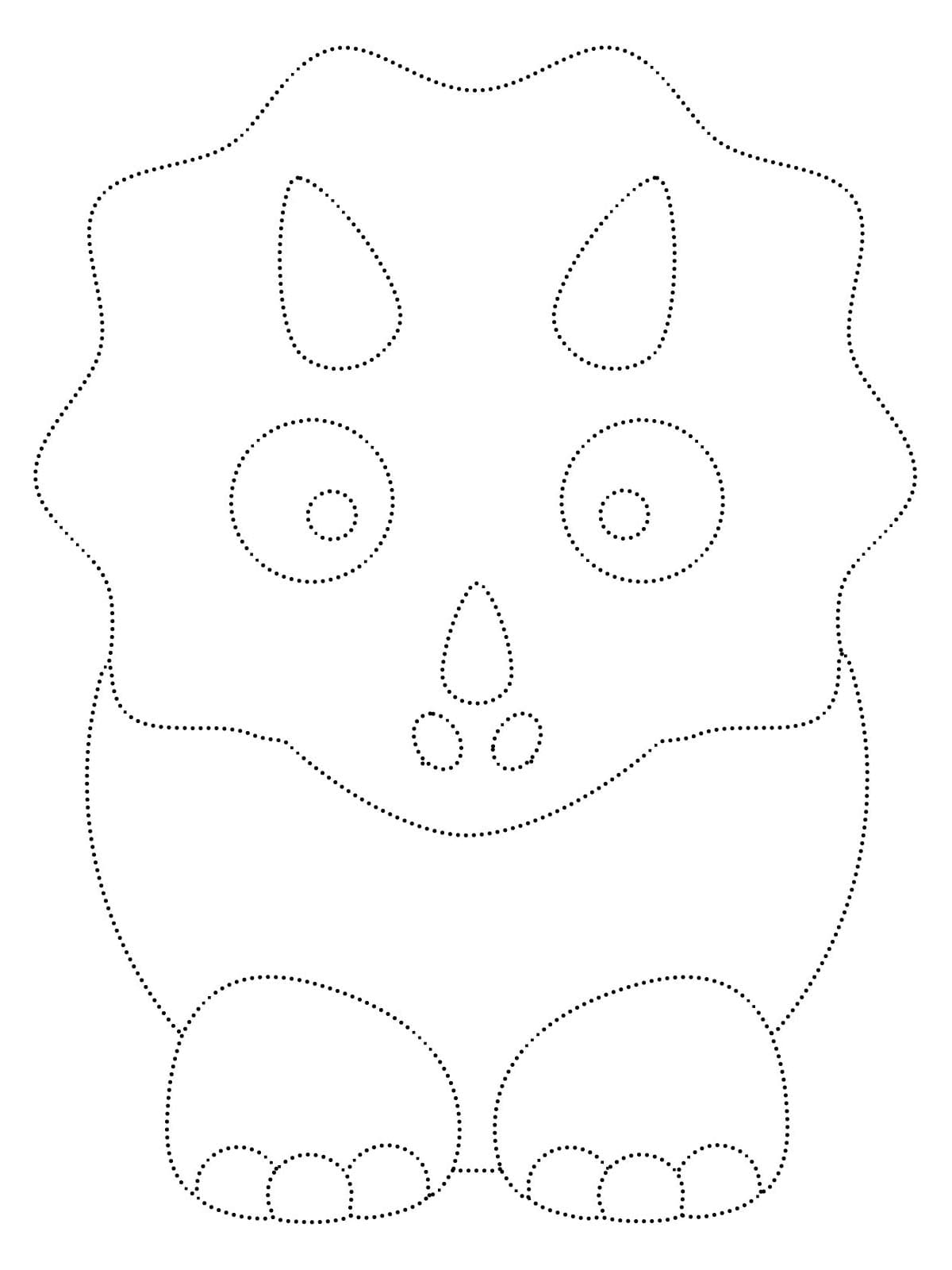 Cute Triceratops Tracing Worksheet coloring page