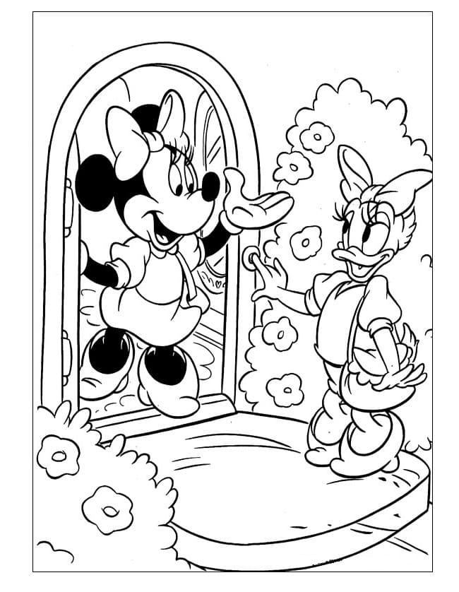 Daisy Came To Visit Minnie coloring page